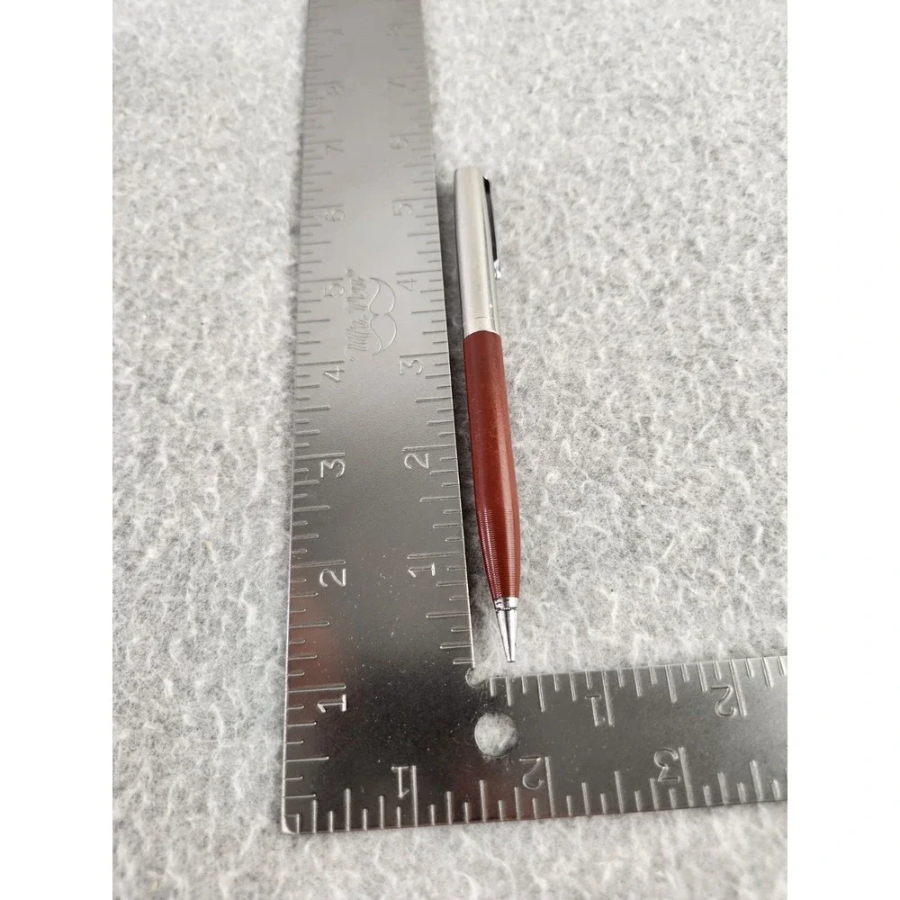 Vintage Parker Mechanical Pencil Red Silver Ribbed Textured Writing Utensil